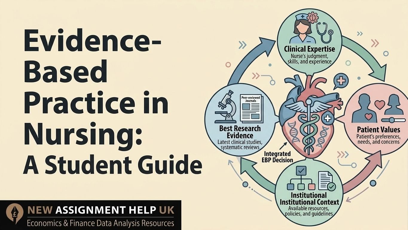 Evidence-Based Practice in Nursing concept diagram with clinical research hierarchy icons